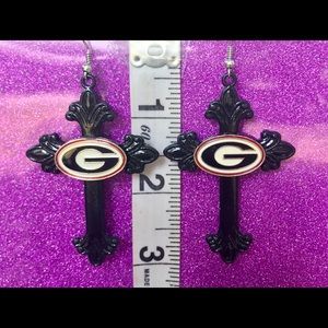 Black Spoon Cross Georgia Bulldogs Earrings